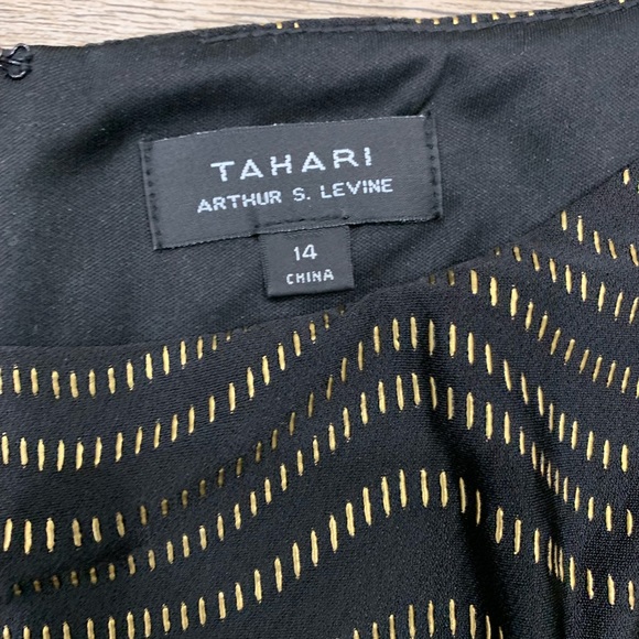 Tahari by ASL Formal Wear Sheath Dress Black Metallic Gold - Picture 6 of 9